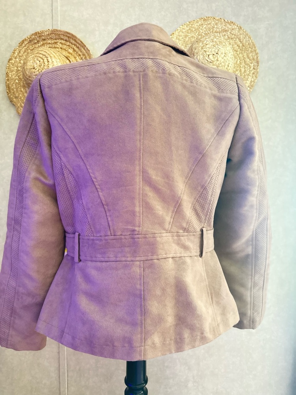 Chico's Taupe Suede Button-Front Utility Jacket - Picture 2 of 4